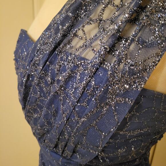 BCX Asymmetric One Shoulder Spakle Ruched Mini Party Cocktail Dress Womens Sz 8 - Picture 2 of 9